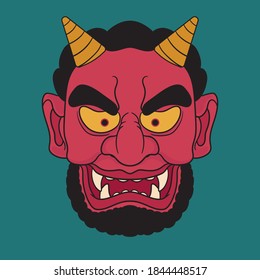 hannya mask japanese illustration artwork with concept art