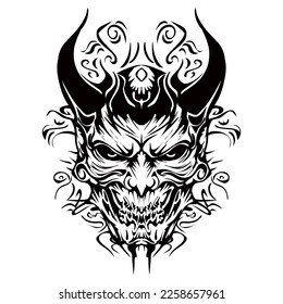 Hannya Mask Silhouette Outline Drawing