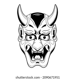 Hannya Mask Black And White Tattoo