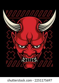 
Hannya Mask Vector Art Illustration on Isolated Background. Japanese demon illustration.