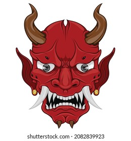 Hannya mask vector design, Japanese Demon Oni