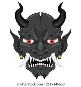 Hannya mask vector design, Japanese Demon Oni
