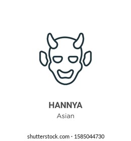 Hannya outline vector icon. Thin line black hannya icon, flat vector simple element illustration from editable asian concept isolated on white background