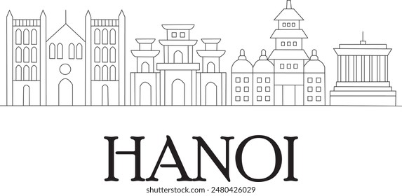 Hanoi City Line Draw Free Vector