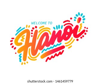 Hanoi city text design on withe background for typographic logo icon design