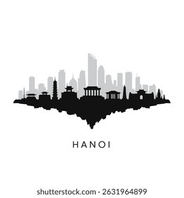 Hanoi Cityscape with Vietnam, Skyline Silhouette, and Urban.