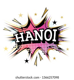 Hanoi Comic Text in Pop Art Style. Vektorgrafik.
