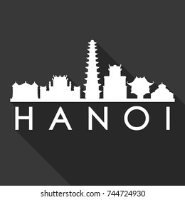 Hanoi Flat Icon Skyline Silhouette Design City Vector Art Famous Buildings.