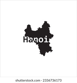 Hanoi map and black lettering design on white background