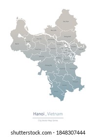 Hanoi Map. vector map of major city in the Vietnam.