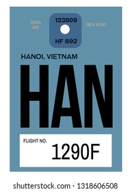 hanoi realistically looking airport luggage tag