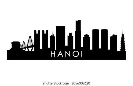 Hanoi skyline silhouette. Black Hanoi city design isolated on white background. 