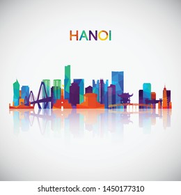 Hanoi skyline silhouette in colorful geometric style. Symbol for your design. Vector illustration.