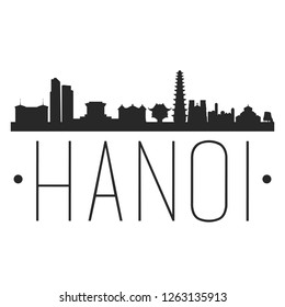 Hanoi Vietnam. City Skyline. Silhouette City. Design Vector. Famous Monuments.