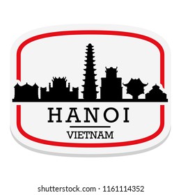 Hanoi Vietnam Label Stamp Icon Skyline City Design Tourism.