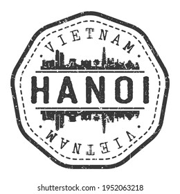 Hanoi, Hoàn Kiếm, Hanoi, Vietnam Stamp Skyline Postmark. Silhouette Postal Passport. City Round Vector Icon. Vintage Postage Design.