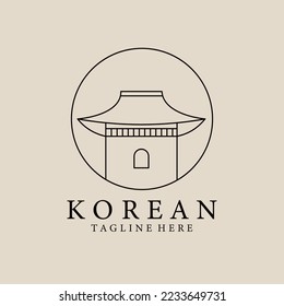 hanok house linear vector logo illustration design, traditional korean architecture logo concept