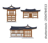 Hanok (korean traditional house) set collection. 