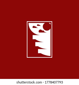 Hanok Tower Temple mit Wolken Koreanischer internationaler Logo-Design-Grafik-Konzept Vektorgrafik