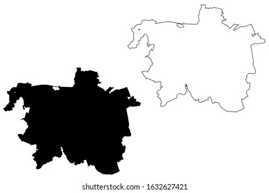 Hanover City (Federal Republic of Germany, Lower Saxony) map vector illustration, scribble sketch City of Hannover map