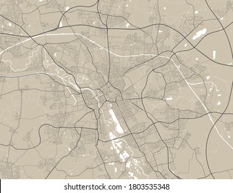 Hanover city map poster. Map of Hanover street map poster. Hanover map vector illustration.