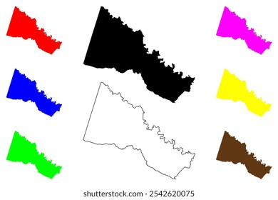 Condado de Hanover, Commonwealth da Virgínia (Condado dos EUA, Estados Unidos da América, EUA, EUA) mapa ilustração vetorial, esboço de rabisco Mapa de Hanover