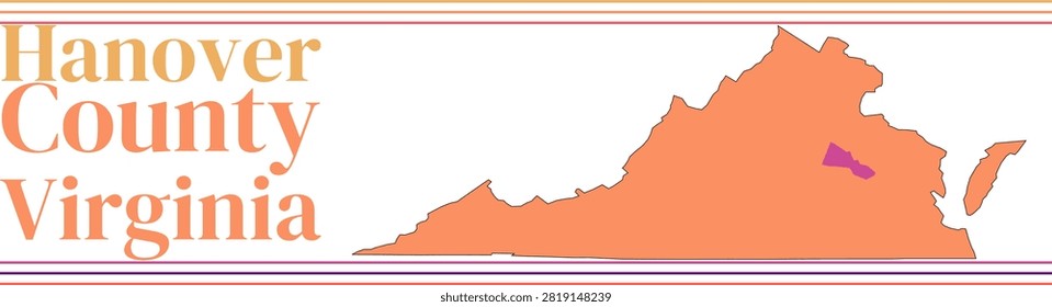 Hanover County Virginia Highlighted on State Map