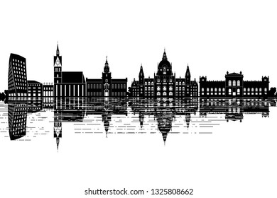 Hanover Skyline - black and white vector illustration