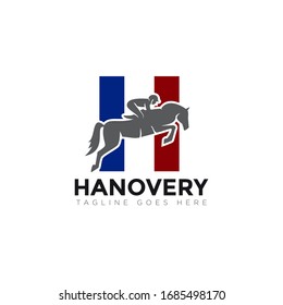 hanovery logo, horse racing with france flags vector