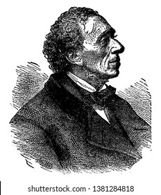 Hans Christian Andersen, 1805-1875, he was a Danish author and also writer of plays, novels, and poems, famous for his fairy tales, vintage line drawing or engraving illustration