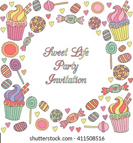 Hans drawn sweets frame for text