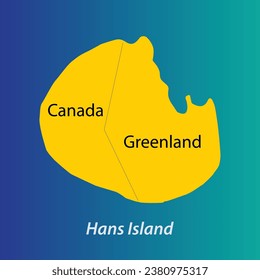 Hans Island modern map vector, illustration. Borderline showing Canada and Greenland territory of Hans Island.