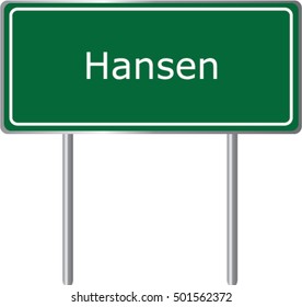 Hansen , Idaho , road sign green vector illustration, road table, USA city