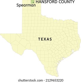 Hansford County and city of Spearman location on Texas state map