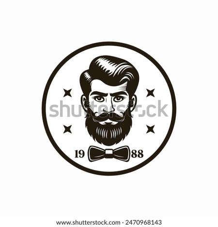 hansome face logo design illustration