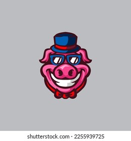 Hansome Pig logo Vector design