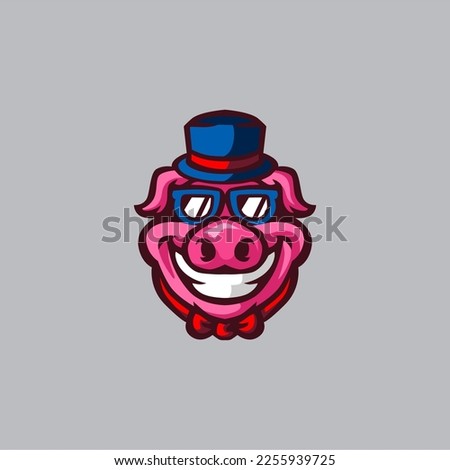 Hansome Pig logo Vector design