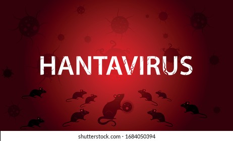 Hantavirus Design-Vektorillustration. Hantavirus auf rotem Bakterienboden.