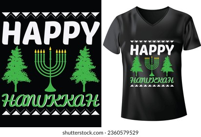 HANUKAH DAY T-SHIRT DESIGN, HAPPY HANUKKAH