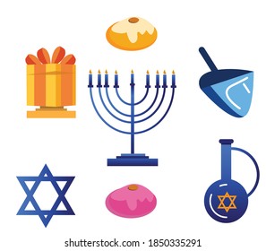 Hanukah element collection in flat design illustration