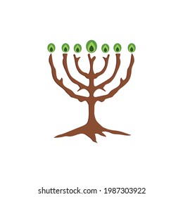 Hanukah Form Baum Logo Design auf weißem Hintergrund.