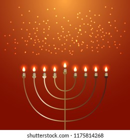 Hanukkah. 2-10 December. Concept of Judaic holiday. Traditional symbol Menorah