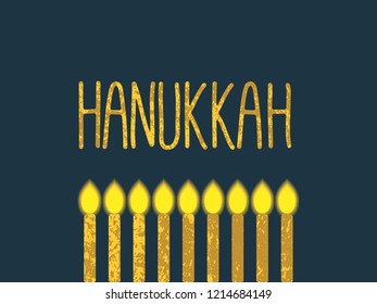 Hanukkah with 9 candles. Vector illustration dedicated to the Jewish holiday of Hanukkah, menorah (traditional candelabra) and burning candles