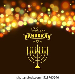 Hanukkah Background With Menorah And Lights. Vector Illustration