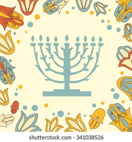 Hanukkah background vector illustration. Hanukkah holiday greeting card design. 