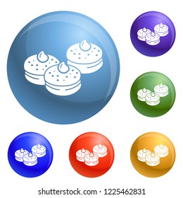 Hanukkah bakery icons set vector 6 color isolated on white background