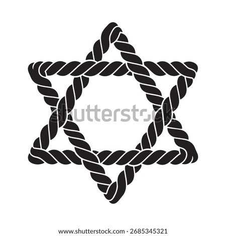 Hanukkah Black Star of David symbol made of twisted rope on white background  Star of David, Magen David, Judaism, Jewish, religion
