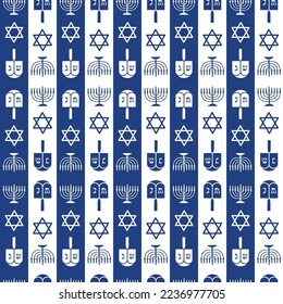 Hanukkah Blue Striped vector repeat pattern background design