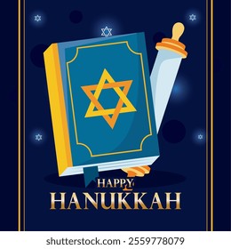 Hanukkah book and scroll with festive design Vector