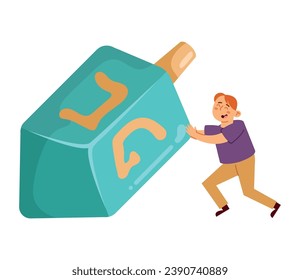 hanukkah boy with dreidel vector isolated
